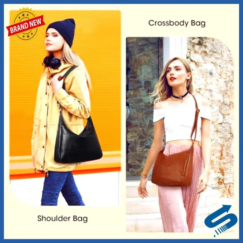 Vegan Leather Tote Bag Foldable Slouchy Shoulder Boho Minimalist Chic
